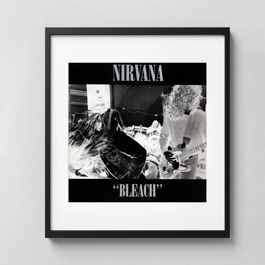 Nirvana Bleach Pressing White LP Vinyl Record Music Poster