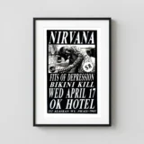 Nirvana, Fitz of Depression, Bikini Kill 1991 OK Hotel Concert Poster