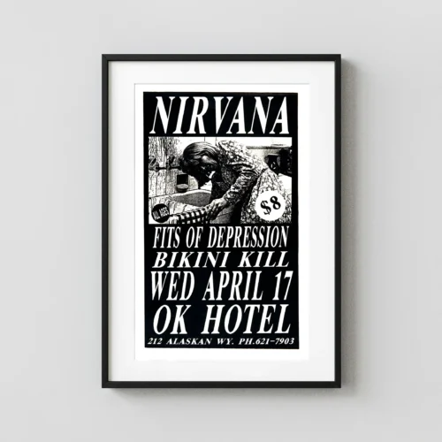 Nirvana, Fitz of Depression, Bikini Kill 1991 OK Hotel Concert Poster