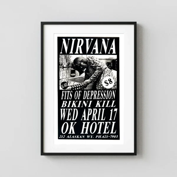 Nirvana, Fitz of Depression, Bikini Kill 1991 OK Hotel Concert Poster