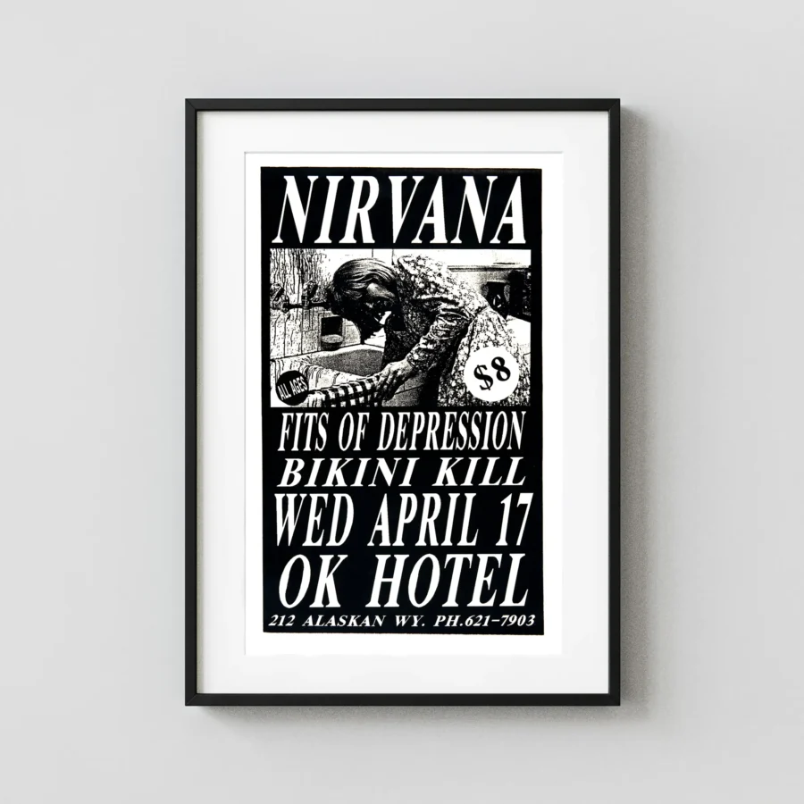 Nirvana, Fitz of Depression, Bikini Kill 1991 OK Hotel Concert Poster