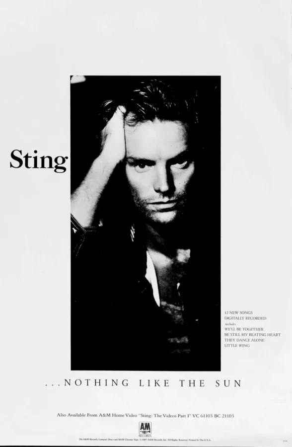 Nothing Like the Sun (a & M Records, 1987) Music Poster featuring light gray, black, and gray vertical artwork.