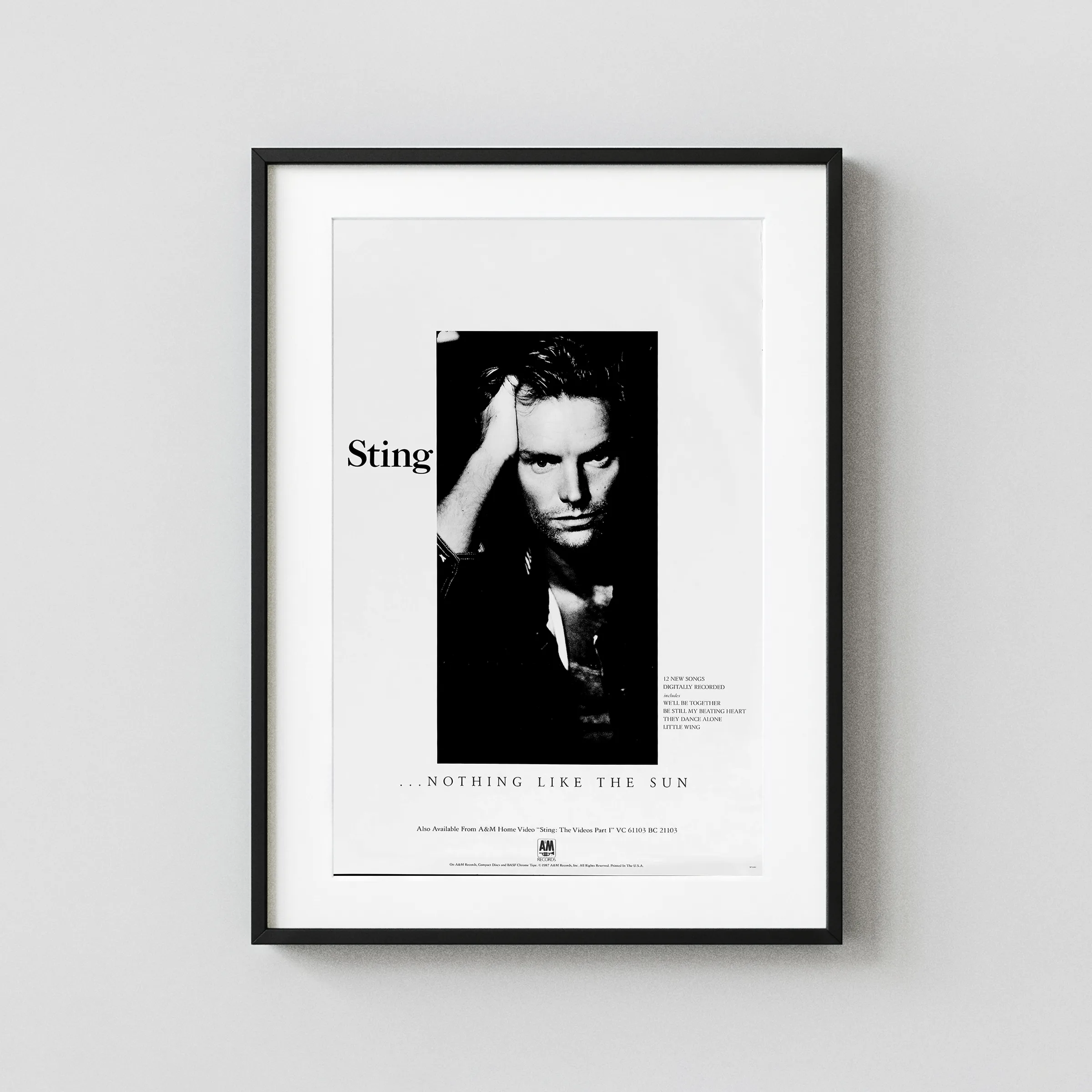 Nothing Like the Sun (a & M Records, 1987) Music Poster featuring light gray, black, and gray vertical artwork.