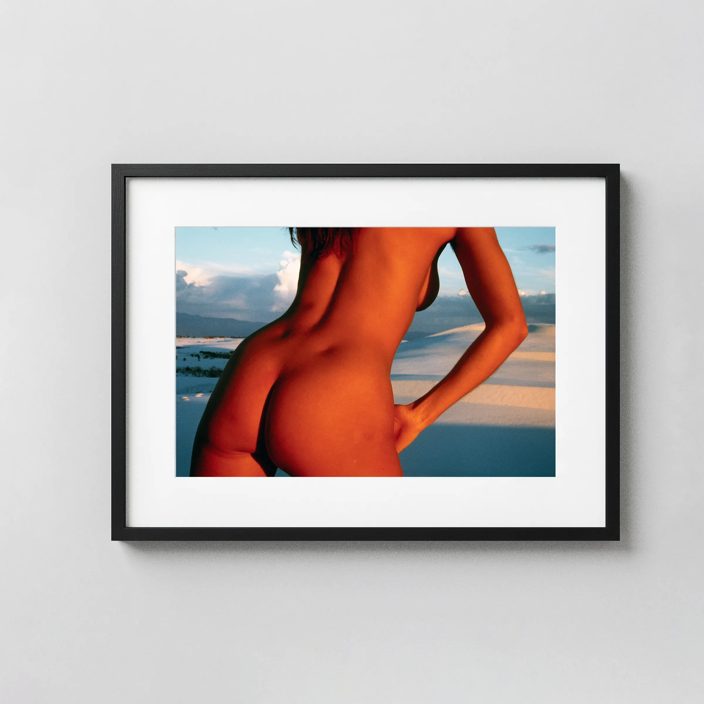 Nude At White Sands 1986 displayed as a framed wall mockup