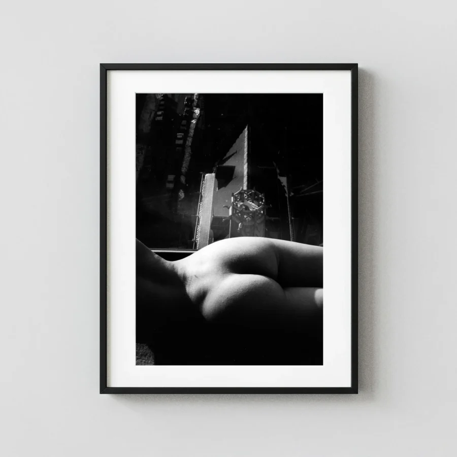 Reclining Nude in Interior Light 1977 displayed as a framed wall mockup