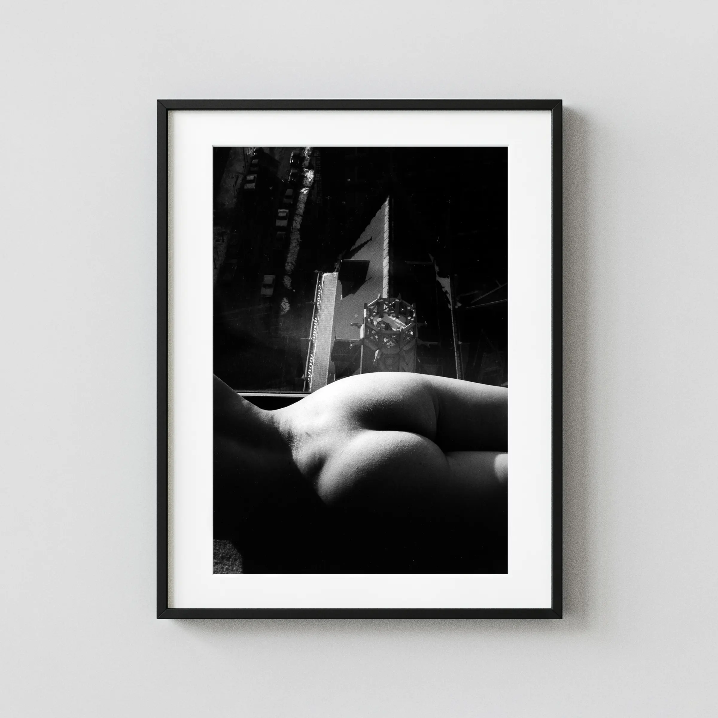 Reclining Nude in Interior Light 1977 displayed as a framed wall mockup