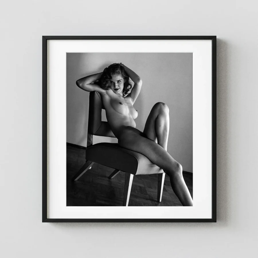 Nude On A Chair 1960 displayed as a framed wall mockup