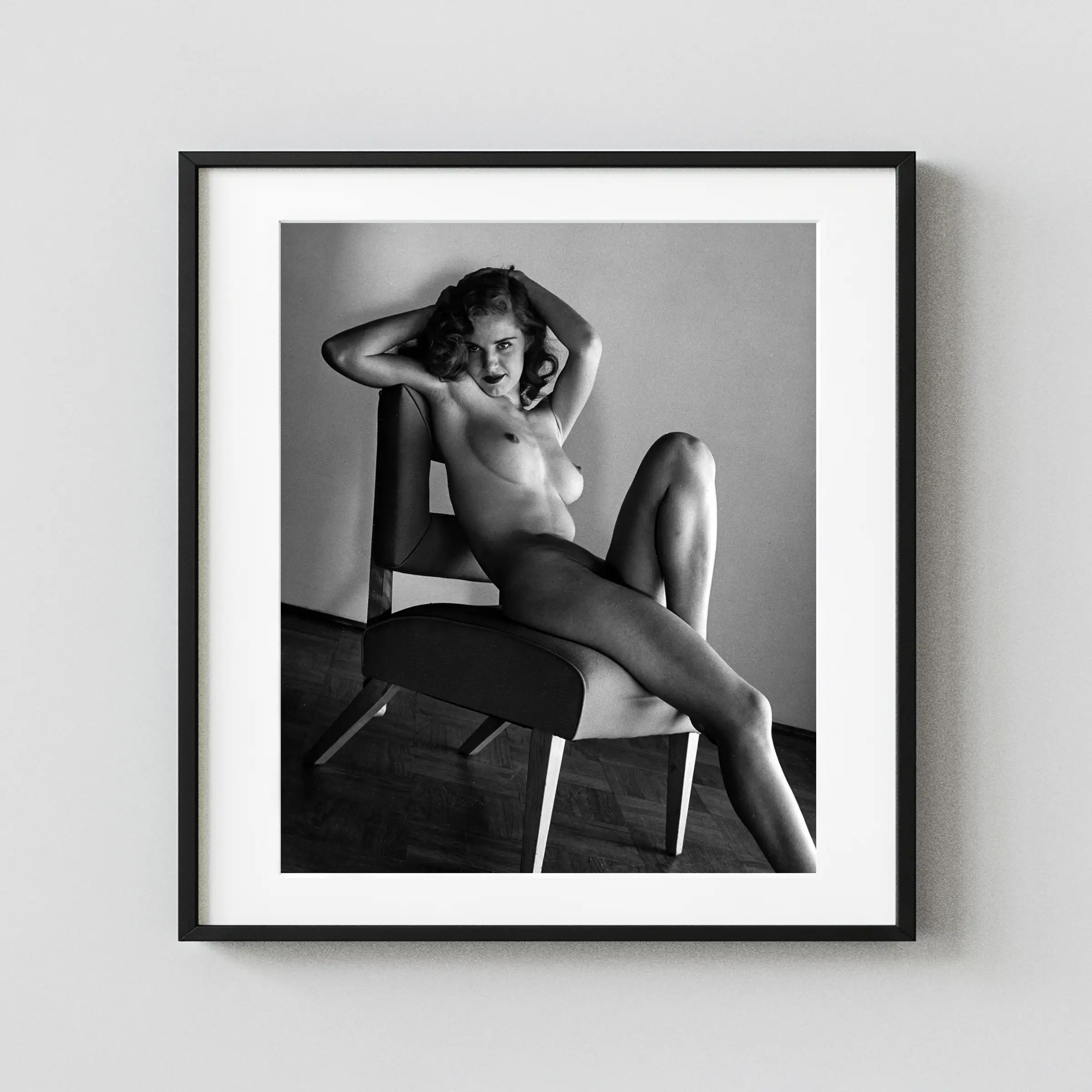 Nude On A Chair 1960 displayed as a framed wall mockup