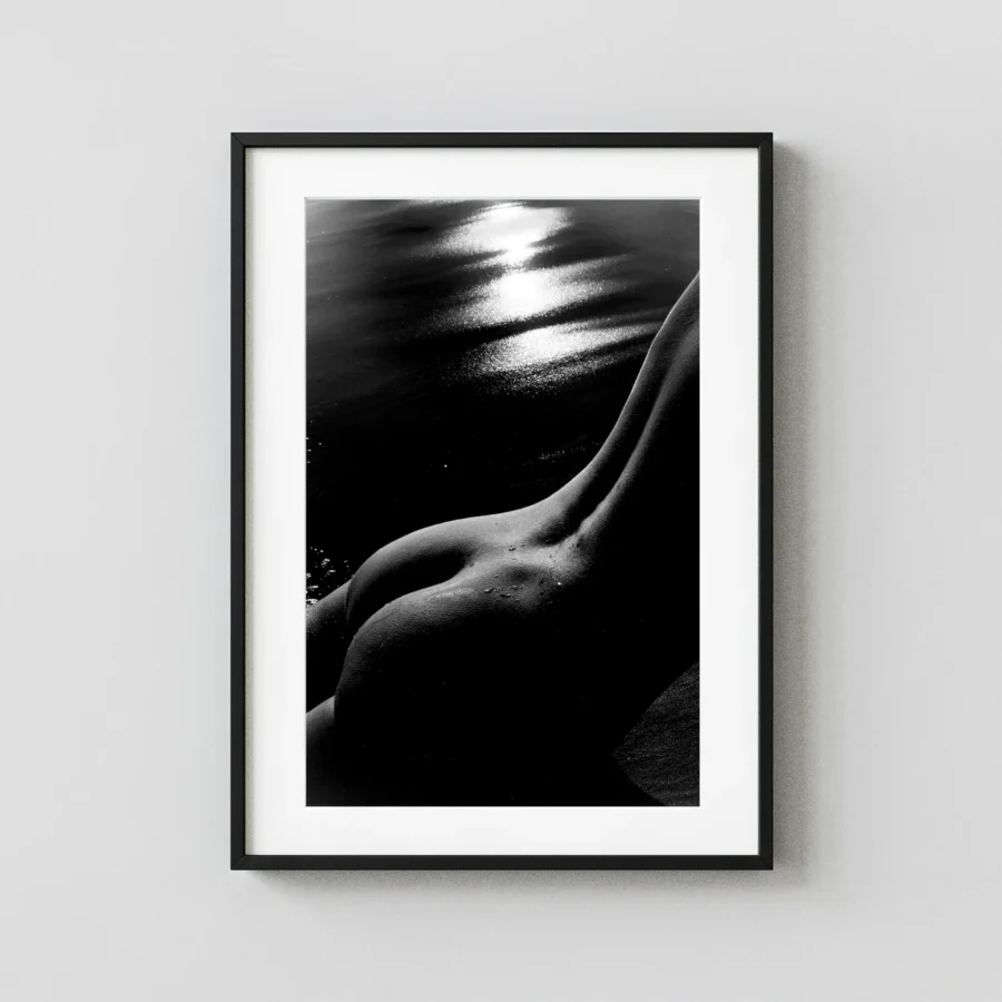 Nude On Beach Circa 1970 displayed as a framed wall mockup