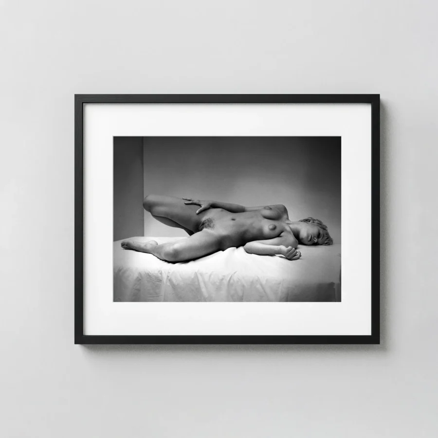 Nude On Bed 1960 displayed as a framed wall mockup