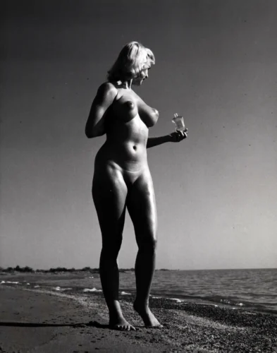 Nude Standing With Baby Oil 1960 Photography Print