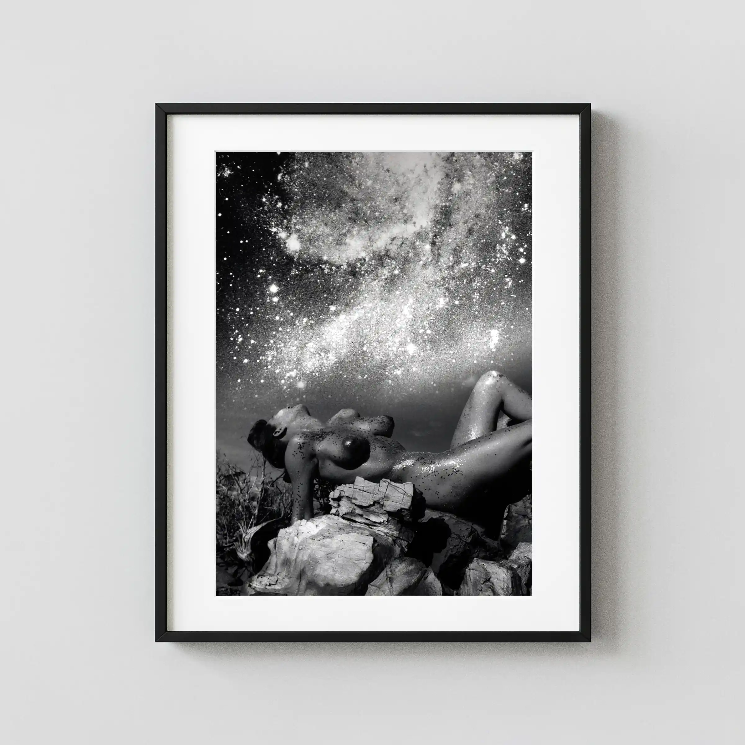 Nude Figure Under a Star Field 1960 displayed as a framed wall mockup