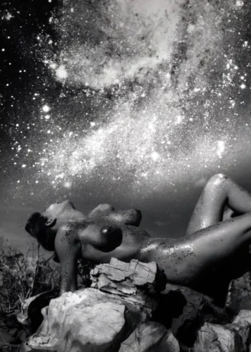 Nude Figure Under a Star Field 1960 Photography Print