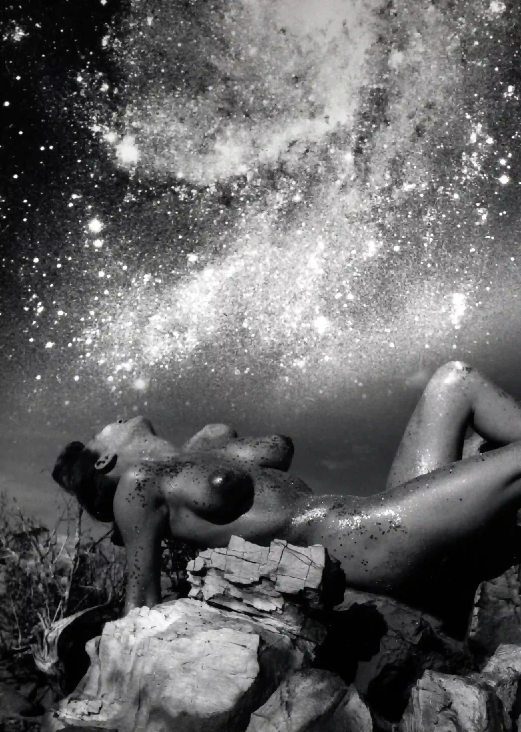 Nude Figure Under a Star Field 1960 Photography Print