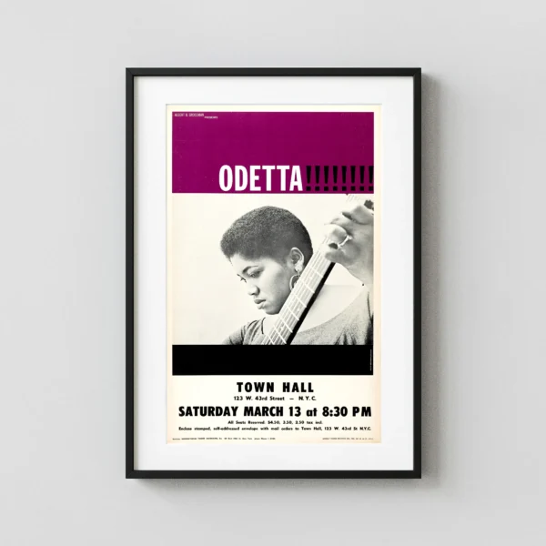 Odetta 1965 Town Hall, New York City "Albert Grossman Presents" Concert Poster