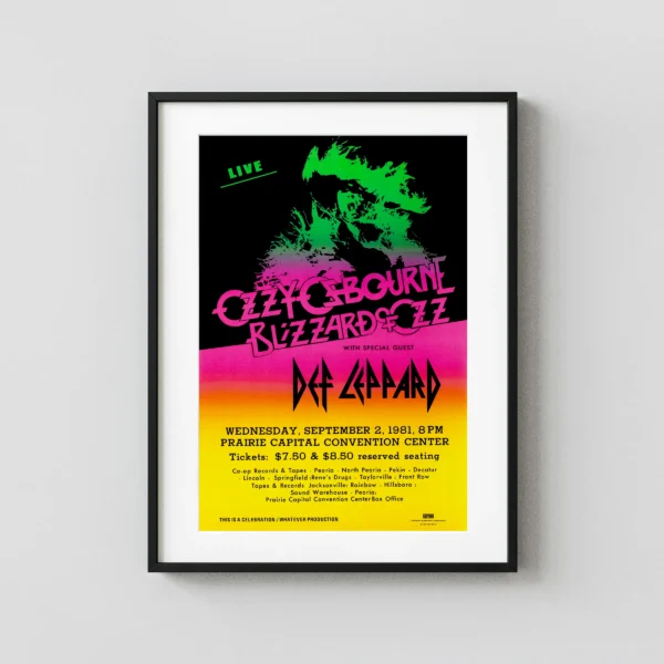 Ozzy Osbourne, Def Leppard 1981 Springfield, IL Concert Poster