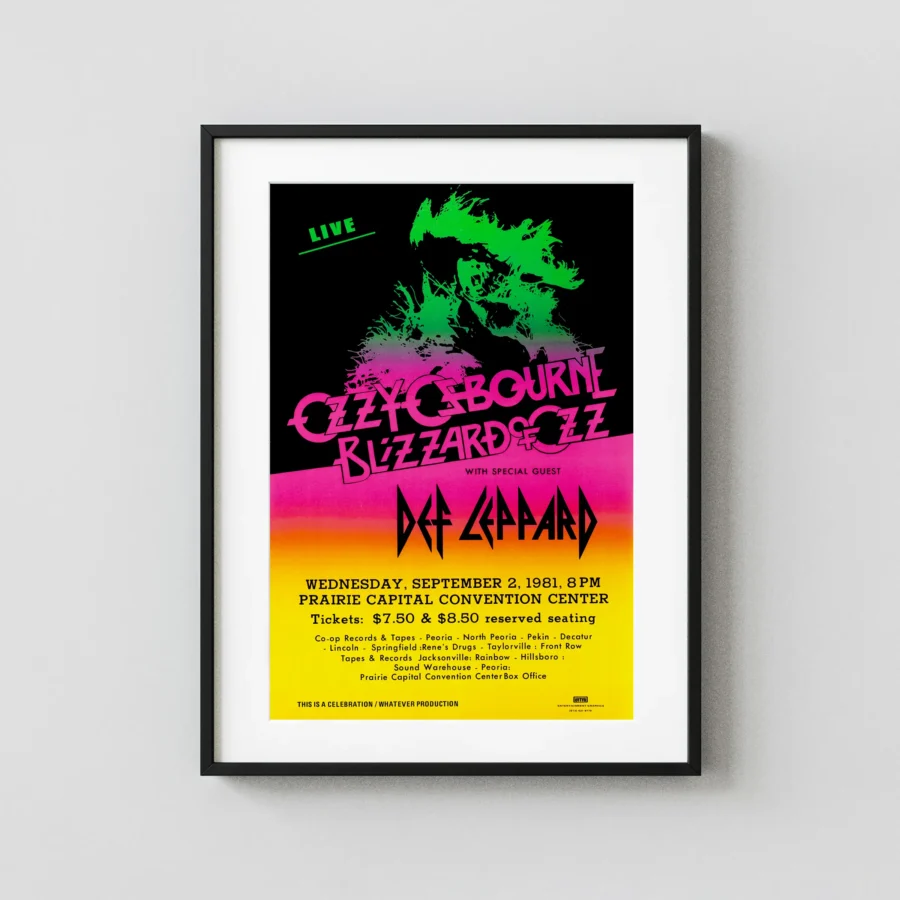 Ozzy Osbourne, Def Leppard 1981 Springfield, IL Concert Poster