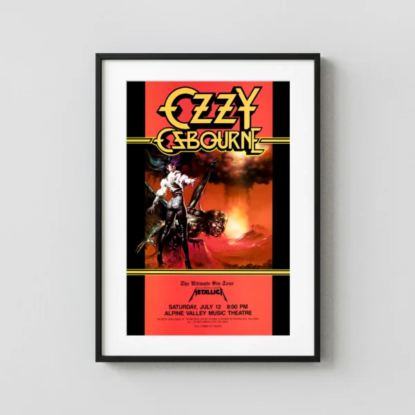 Ozzy Osbourne, Metallica Master of Puppets Era 1986 East Troy, WI Concert Poster