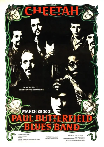 Paul Butterfield Blues Band 1968 Chicago, IL Cheetah Club Concert Poster