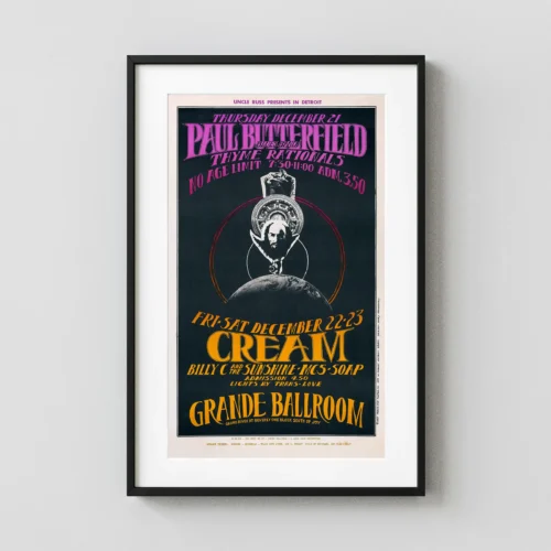 Paul Butterfield, Cream Grande Ballroom Concert Poster (Russ Gibb, 1967)