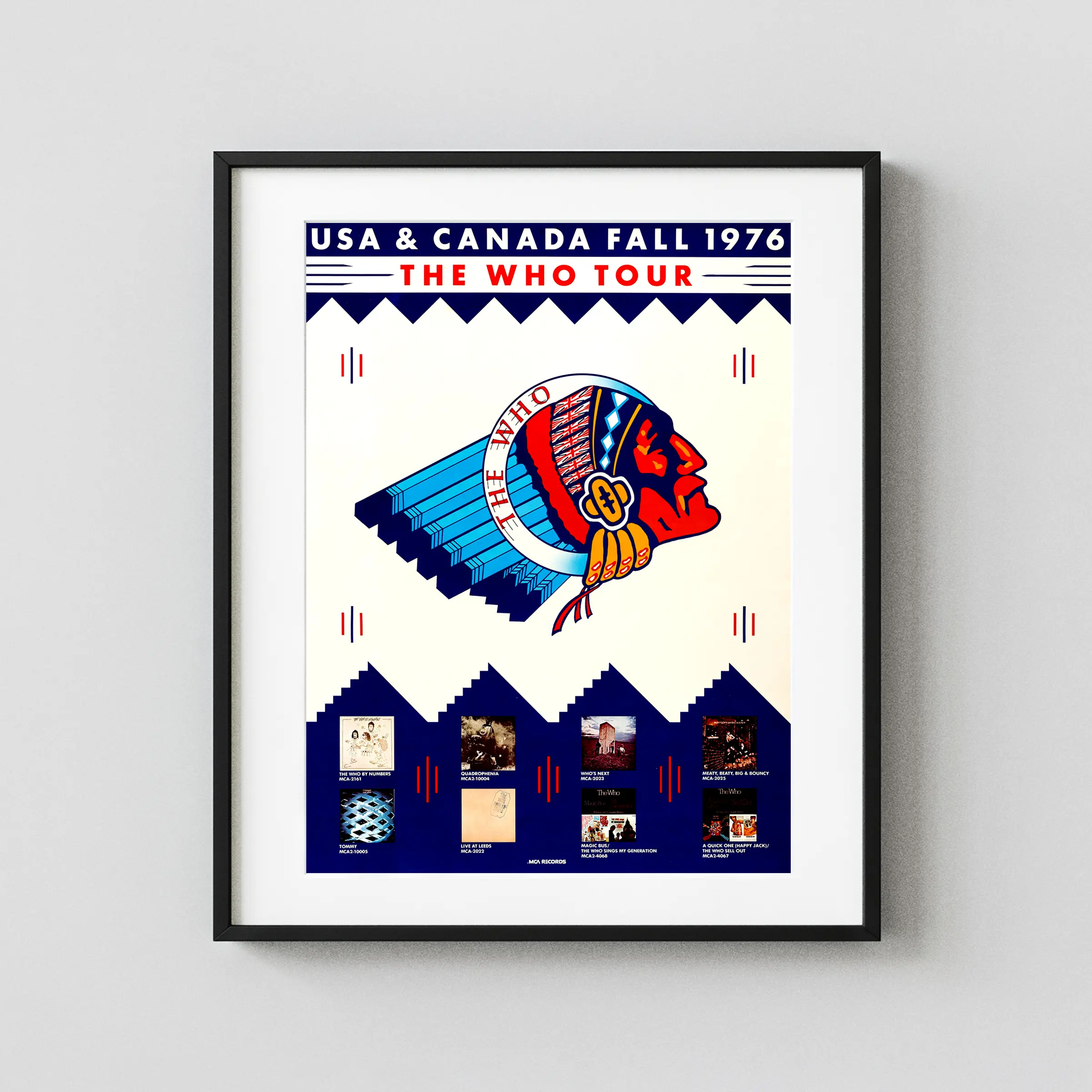 Pete Townshend 1976 Who North American Tour Promo Poster featuring white, navy, and light gray vertical artwork.