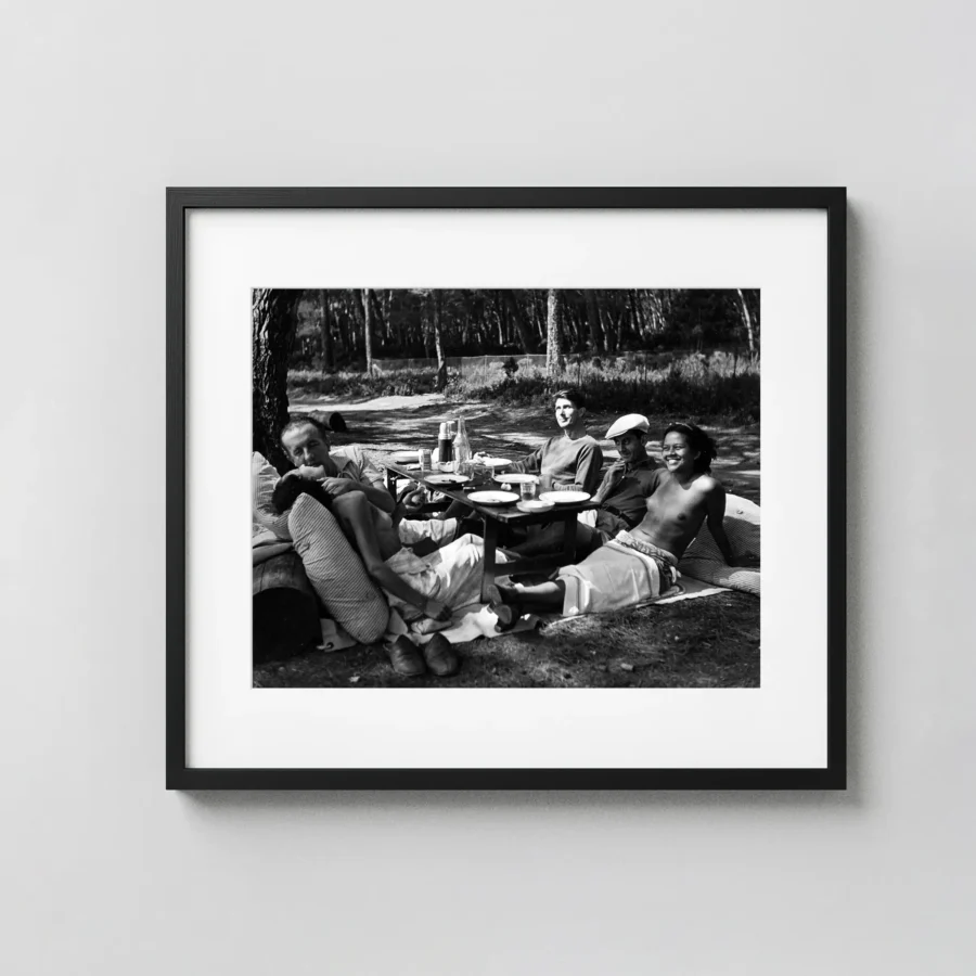 Surrealist Picnic with Nusch Éluard and Man Ray 1937 Nude displayed as a framed wall mockup