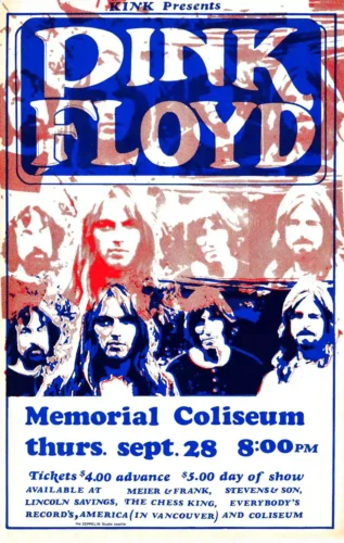Pink Floyd 1972 Portland, OR Concert Poster