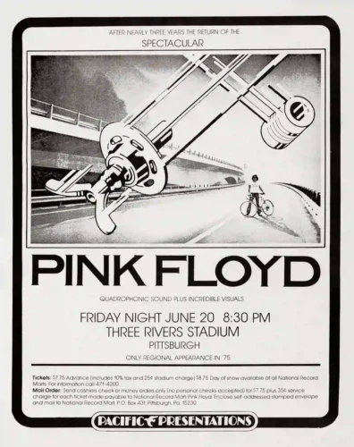 Pink Floyd 1975 Wish You Were Here Era Pittsburgh, PA Concert Poster
