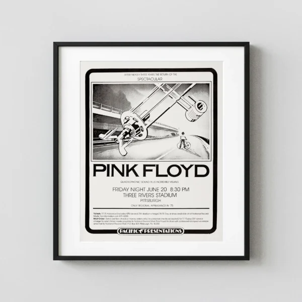 Pink Floyd 1975 Wish You Were Here Era Pittsburgh, PA Concert Poster