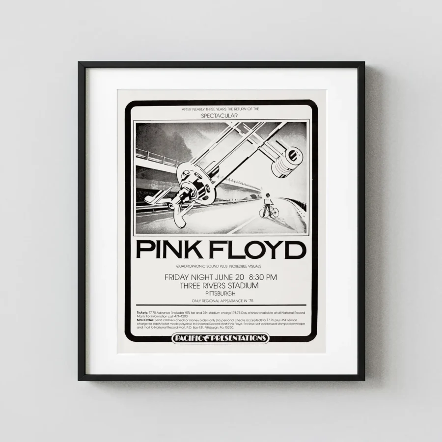 Pink Floyd 1975 Wish You Were Here Era Pittsburgh, PA Concert Poster