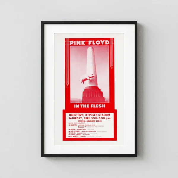 Pink Floyd 1977 Animals Era Houston, Texas "in the Flesh" Concert Music Poster