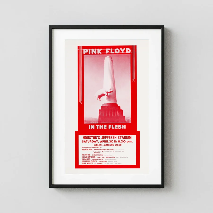 Pink Floyd 1977 Animals Era Houston, Texas "in the Flesh" Concert Music Poster