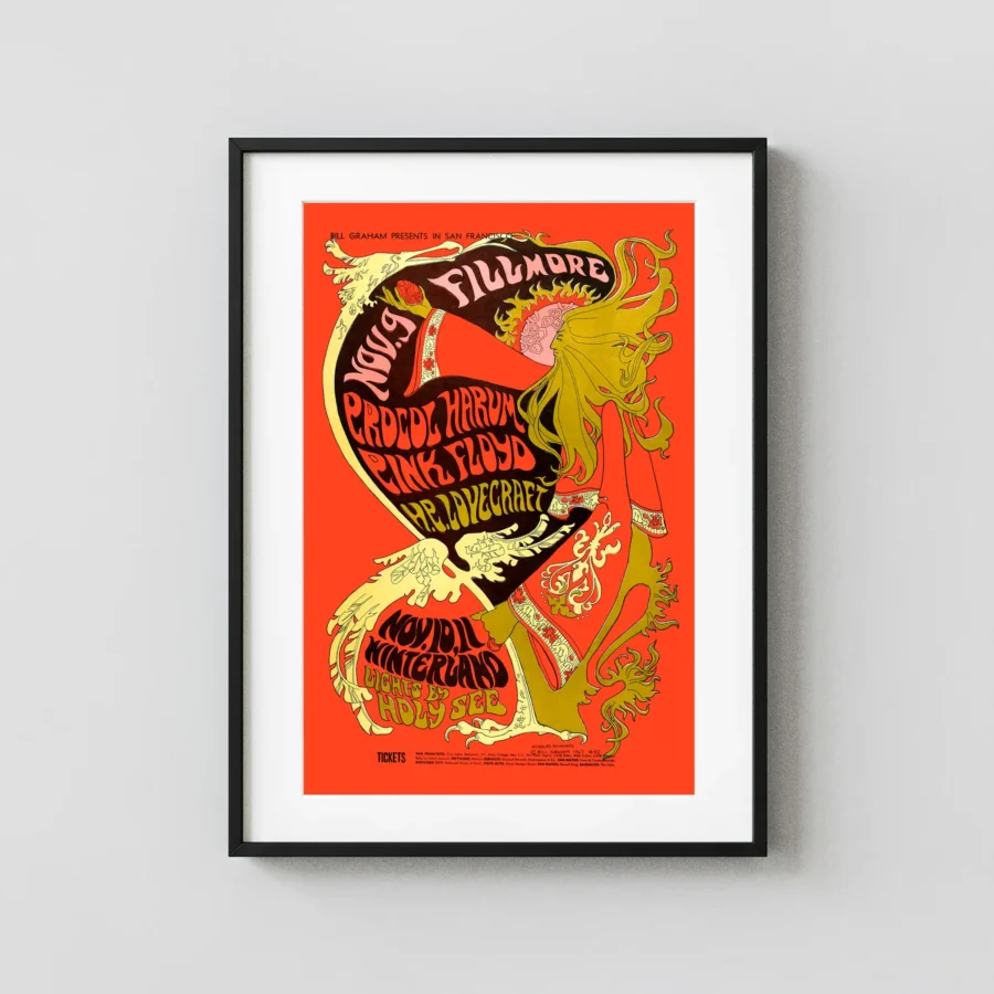 Pink Floyd, Procol Harum 1967 Fillmore, Winterland Concert Poster