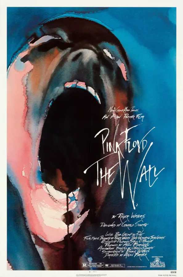Pink Floyd- the Wall (MGM, 1982) Music Poster featuring black, white, and blue vertical artwork.