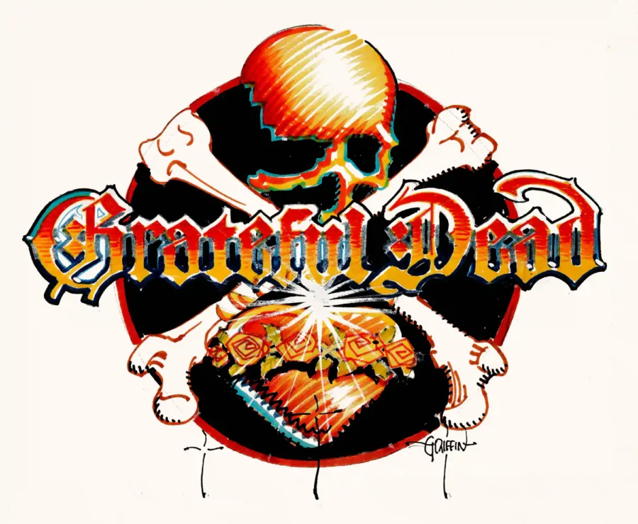 Rick Griffin Grateful Dead Reckoning Album poster with white, black, and gray artwork and period lettering.