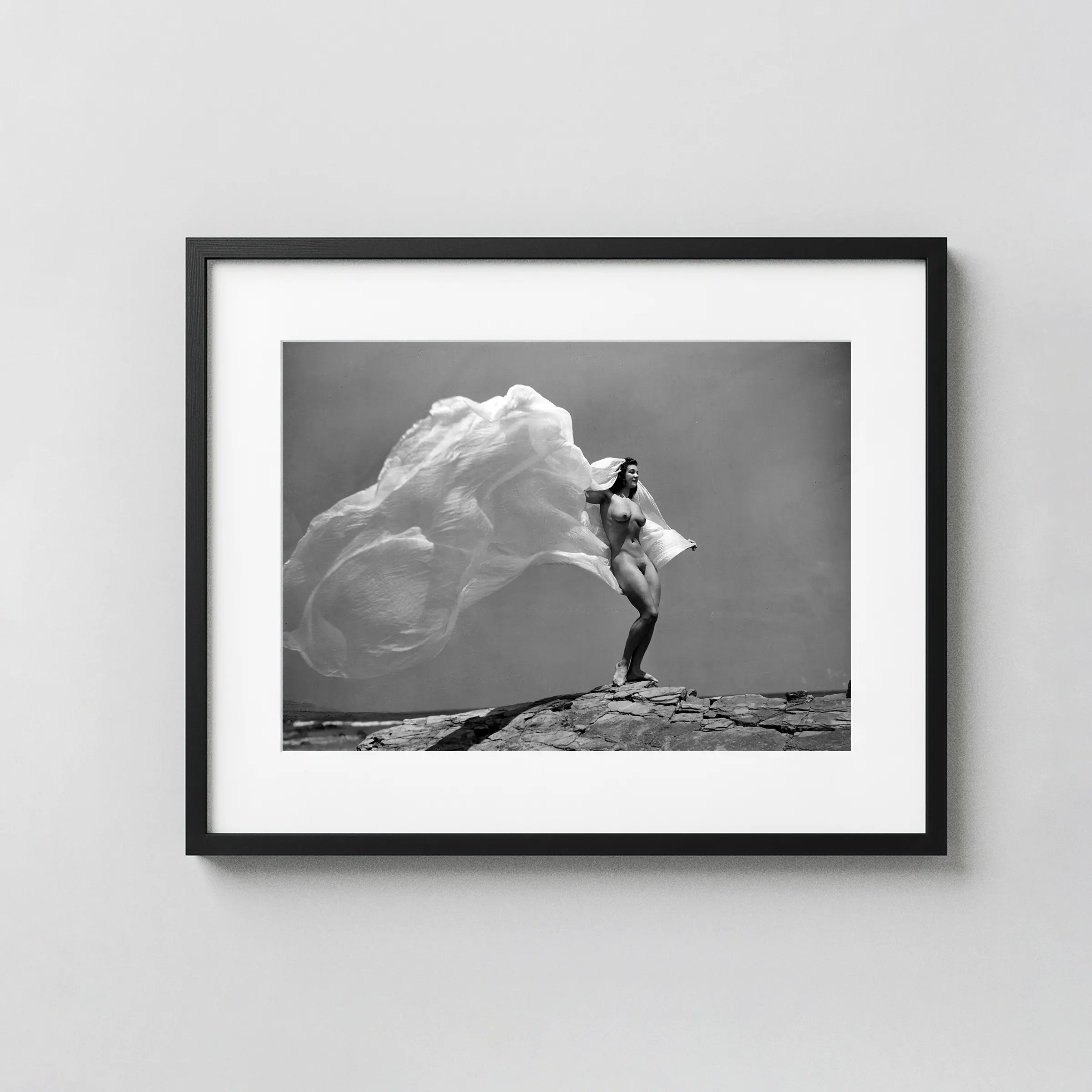 Sea Breeze with Billowing Fabric 1941 Nude displayed as a framed wall mockup