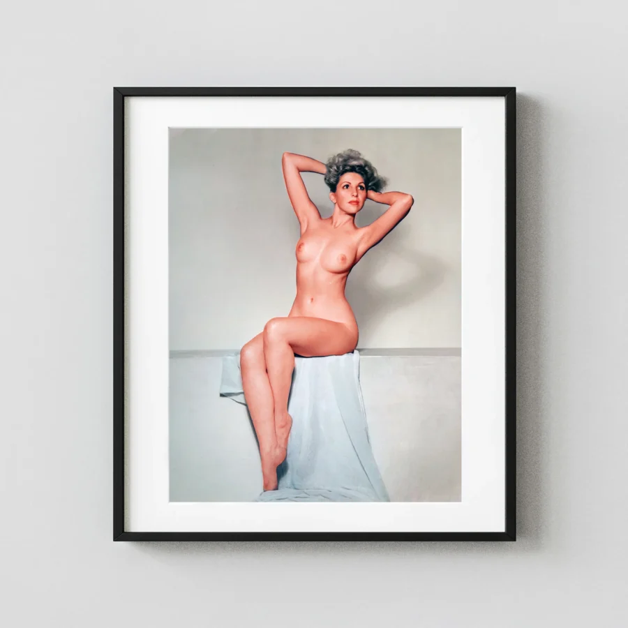 Seated Nude On Ledge 1945 displayed as a framed wall mockup