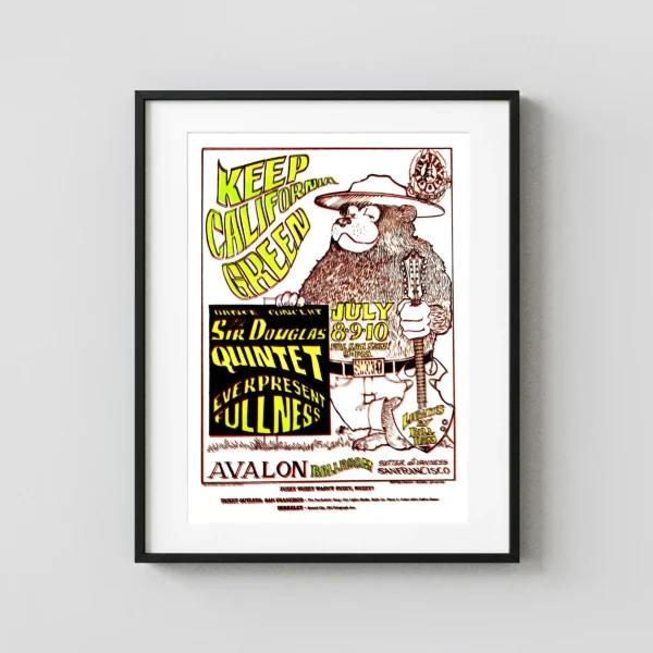 Sir Douglas Quintet 1966 "Keep California Green" Avalon Ballroom Concert Poster