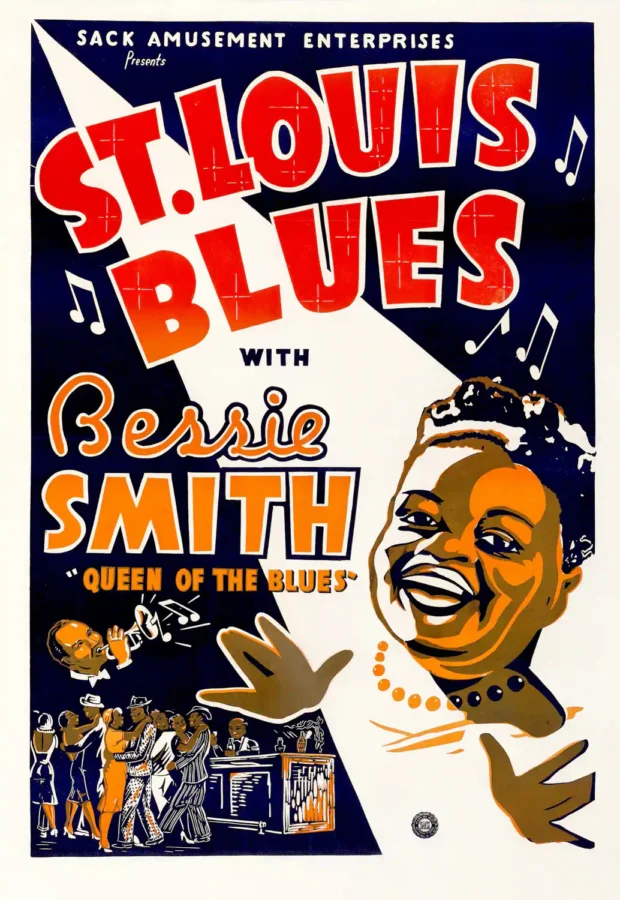 St. Louis Blues (Sack Amusement, 1929) Music Poster featuring white, black, and blue vertical artwork.