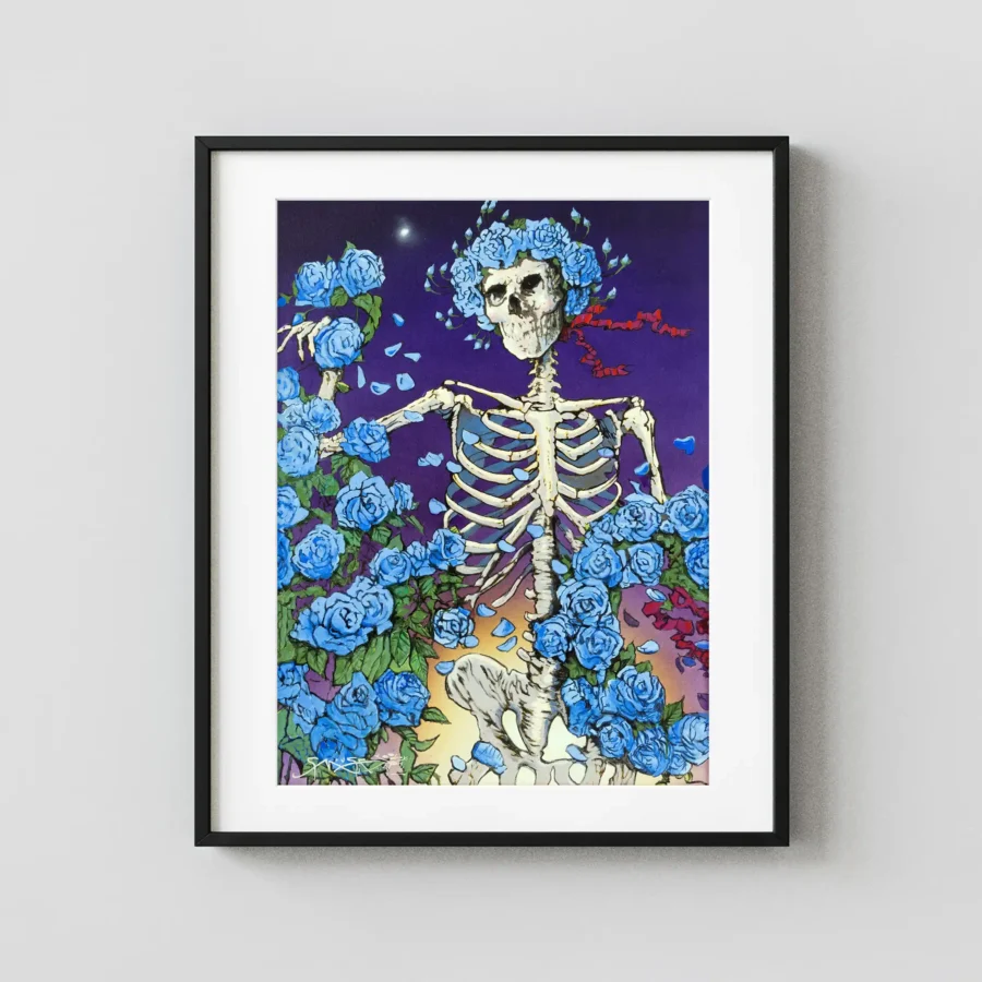 Stanley Mouse "Blue Dawn" Skeleton & Roses Variant Music Poster