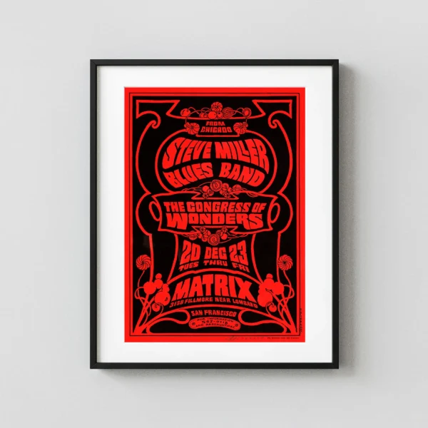 Steve Miller 1966 Neon Rose Matrix San Francisco Poster