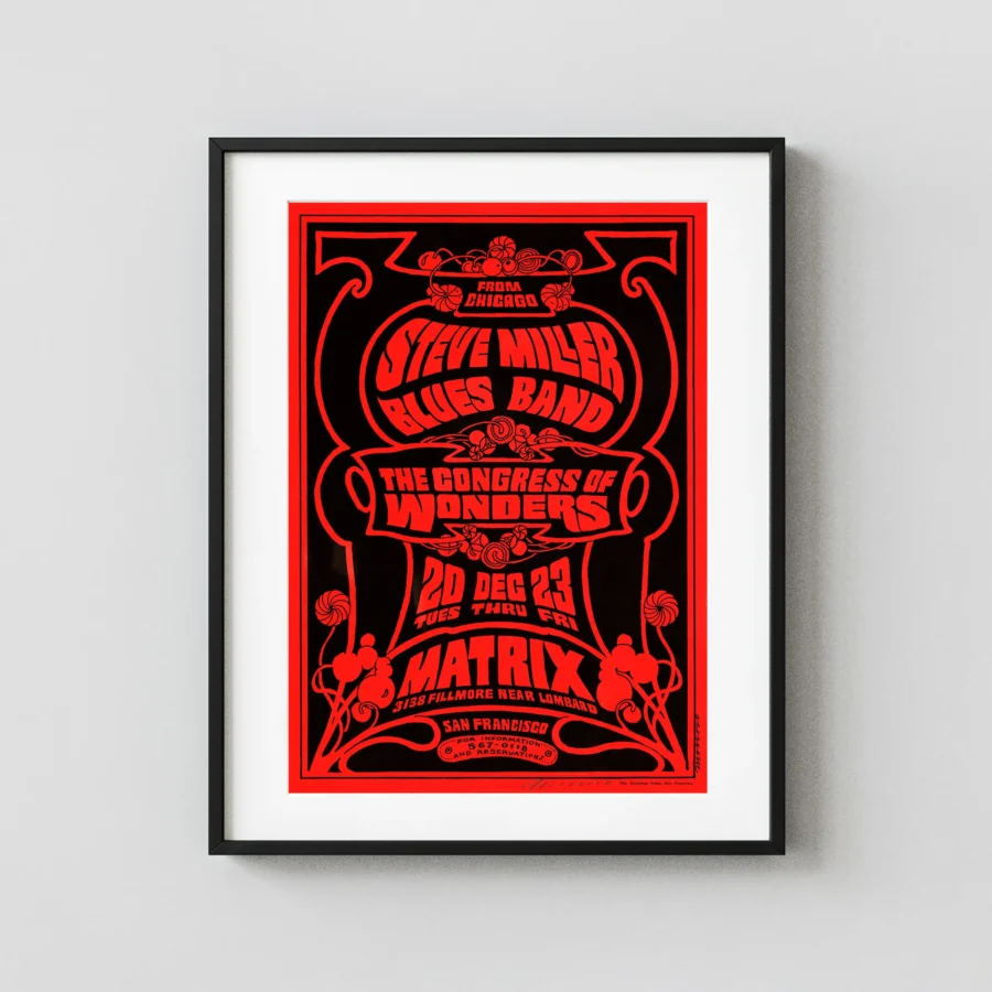 Steve Miller 1966 Neon Rose Matrix San Francisco Poster