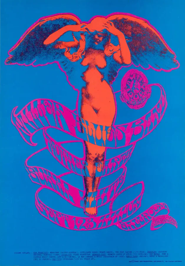 Steve Miller Blues Band 1967 Avalon Ballroom Poster featuring blue, purple, and white vertical artwork.
