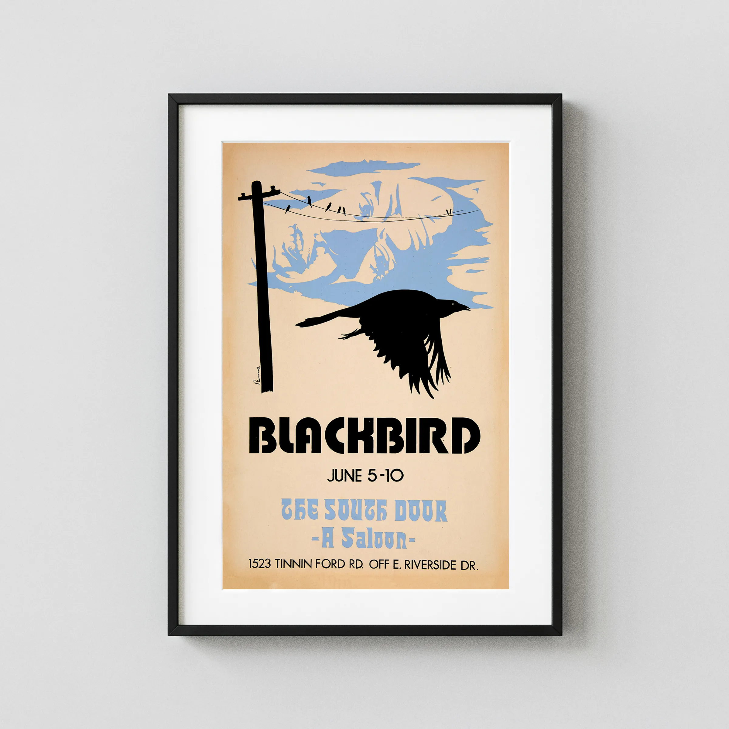 Stevie Ray Vaughan, Blackbird 1971 Austin, Texas Concert Poster featuring orange, black, and teal vertical artwork.