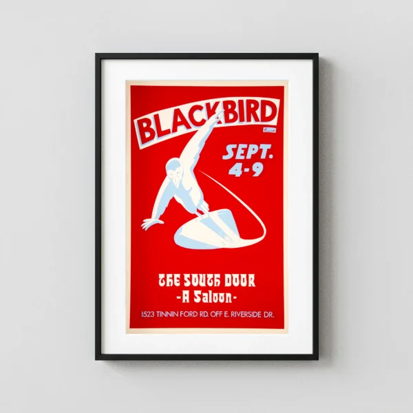 Stevie Ray Vaughan, Blackbird 1972 "Silver Surfer" Austin, TX Concert Poster