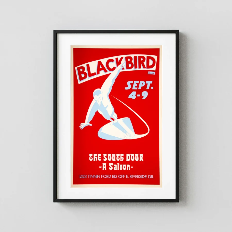 Stevie Ray Vaughan, Blackbird 1972 "Silver Surfer" Austin, TX Concert Poster