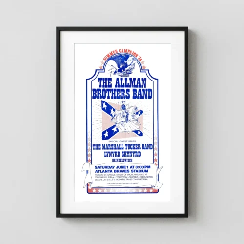 The Allman Brothers Band, Lynyrd Skynyrd 1974 Music Poster