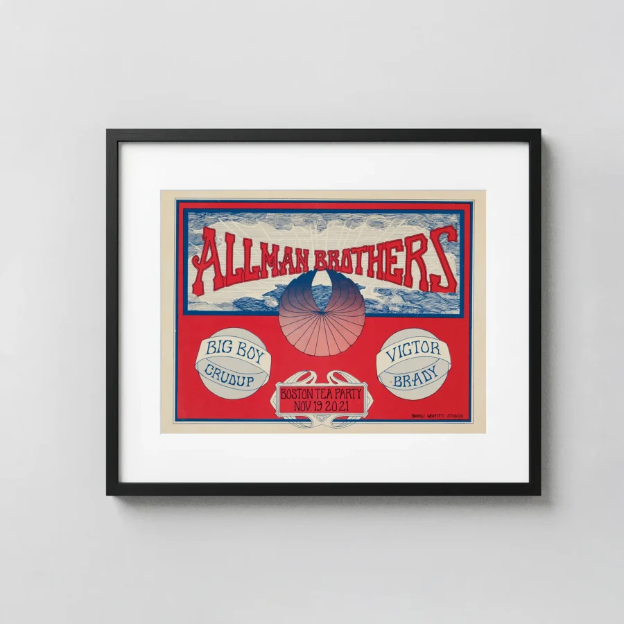 The Allman Brothers Band (with Duane) 1970 Boston Tea Party Concert Poster