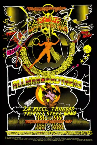 The Allman Brothers Band with Duane 1971 Fillmore West Poster