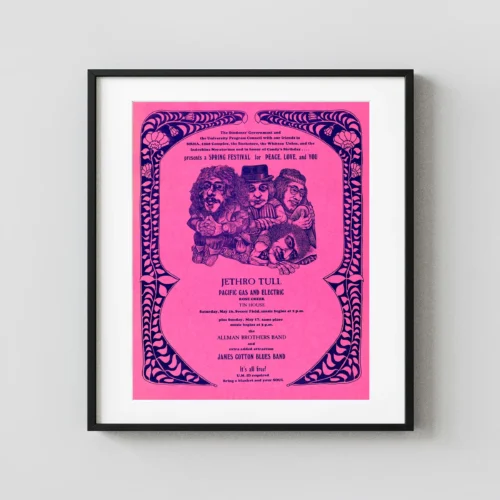 The Allman Brothers Band with Duane, Jethro Tull 1970 College Concert Poster